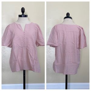 Madewell Courtyard Flutter-Sleeve Top Cotton  Wisteria Dove Size Medium